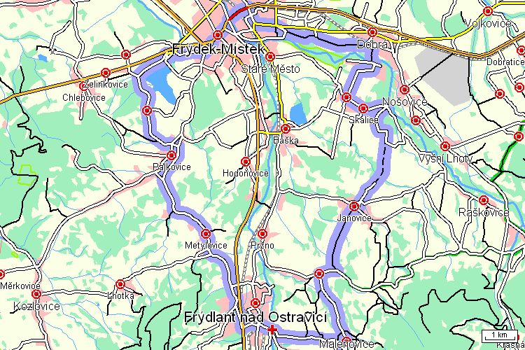 Mapa cyklotrasy