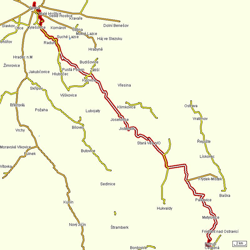 Mapa cyklotrasy