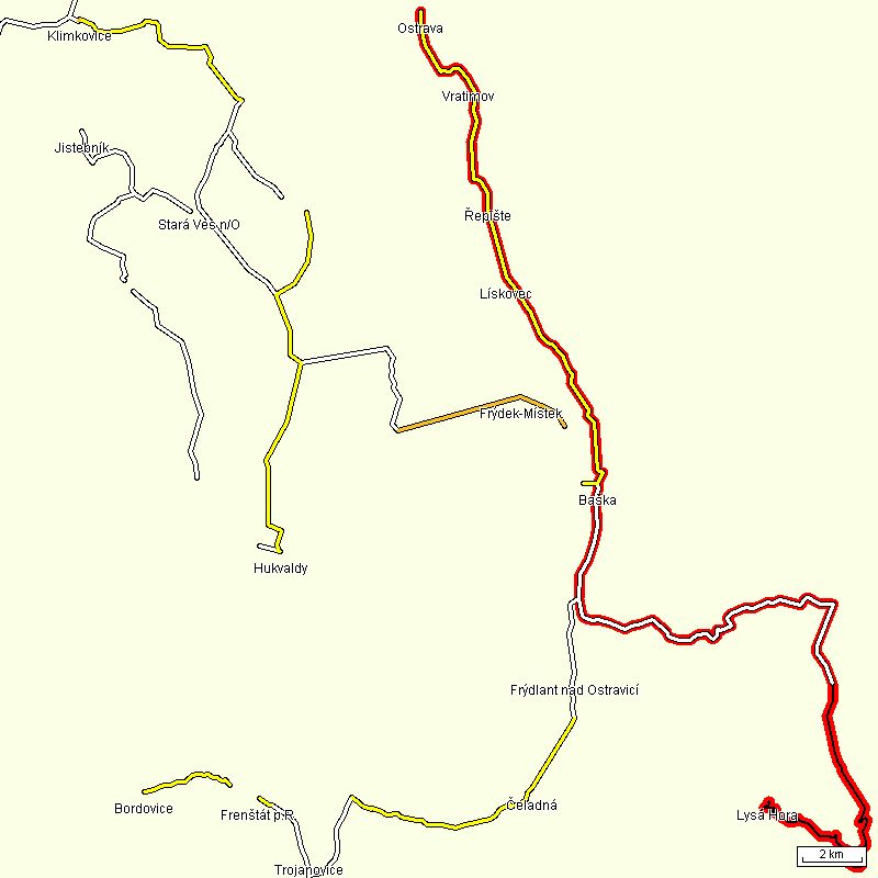 Mapa cyklotrasy