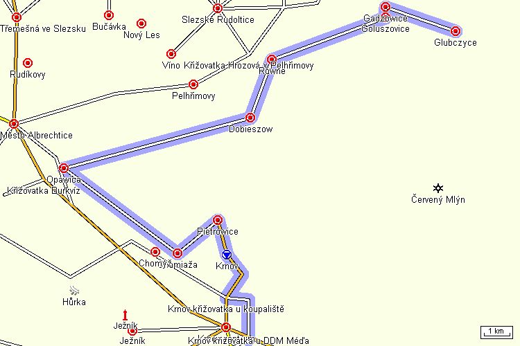 Mapa cyklotrasy Mapa cyklotrasy