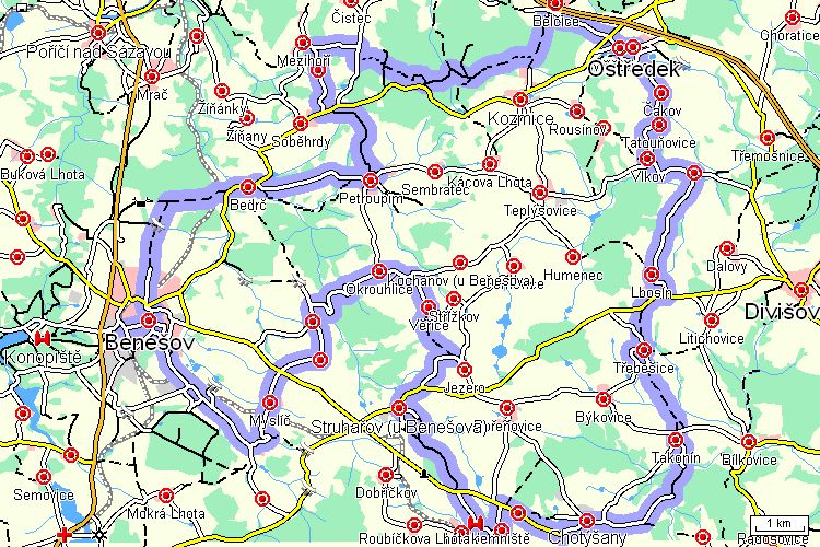 Mapa cyklotrasy Mapa cyklotrasy