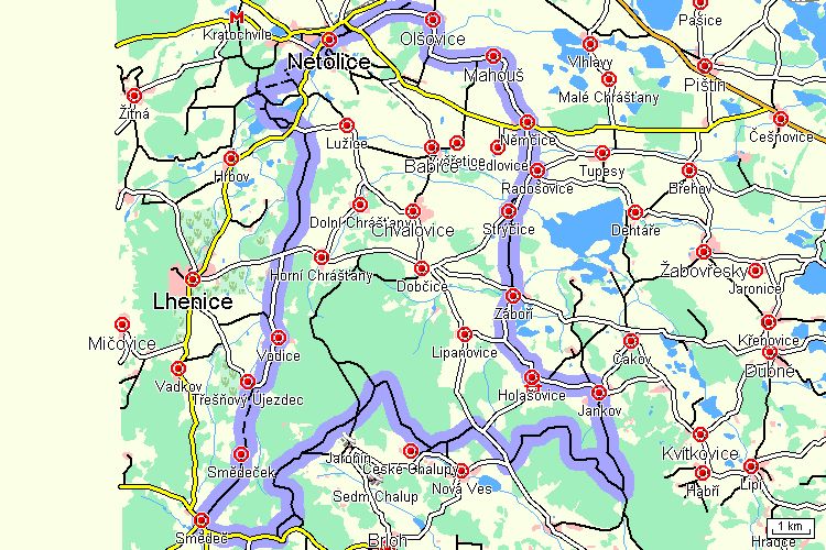 Mapa cyklotrasy Mapa cyklotrasy