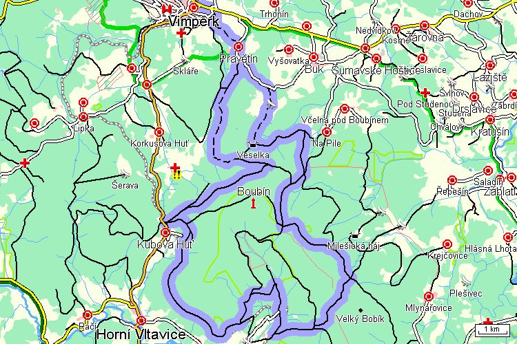 Mapa cyklotrasy Mapa cyklotrasy
