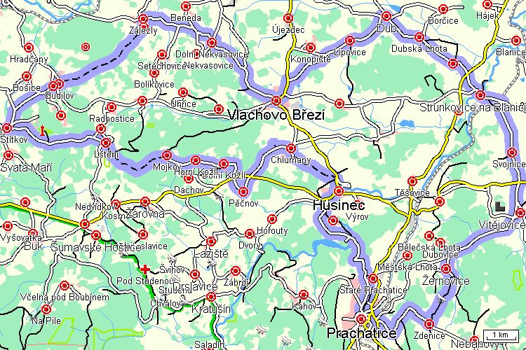 Mapa cyklotrasy Mapa cyklotrasy
