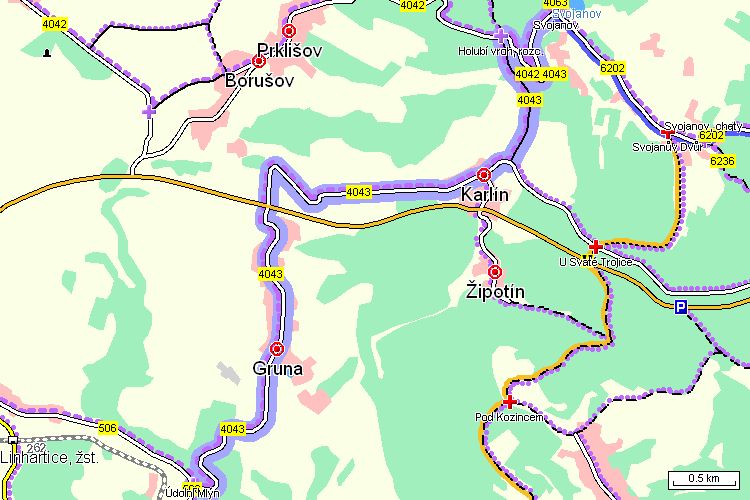 Mapa cyklotrasy Mapa cyklotrasy