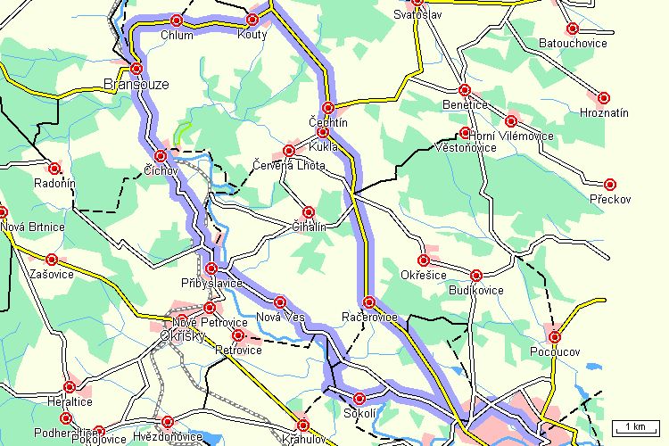 Mapa cyklotrasy Mapa cyklotrasy
