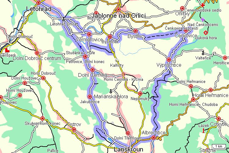 Mapa cyklotrasy