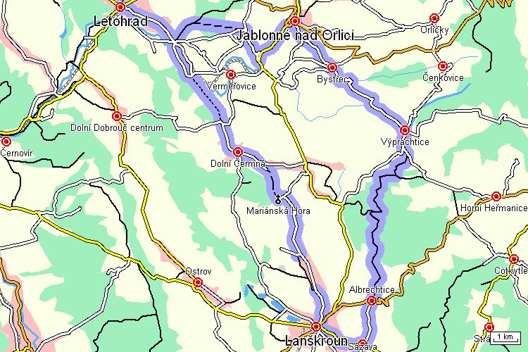 lanškroun mapa Letohrad   Lanškroun a zpět   Cyklotrasa   Východní Čechy  lanškroun mapa