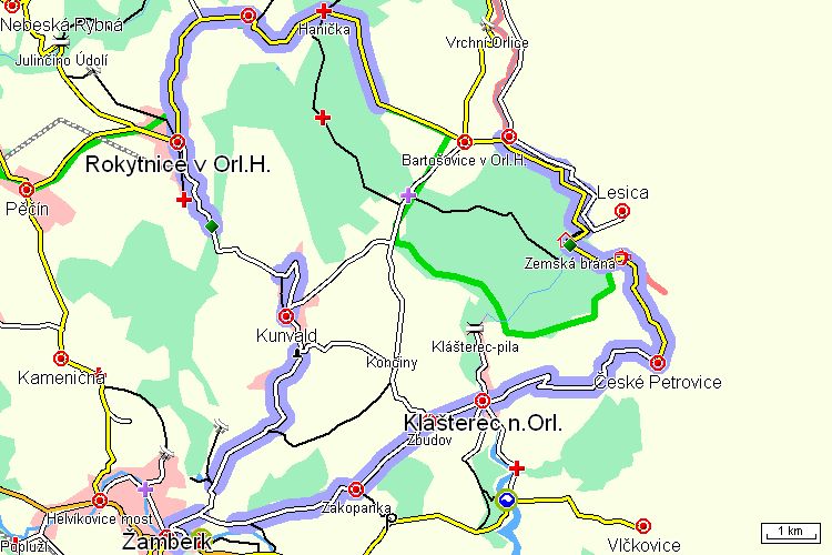 Mapa cyklotrasy Mapa cyklotrasy