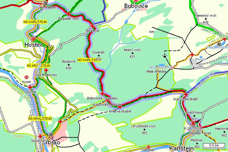 Mapa turistické trasy