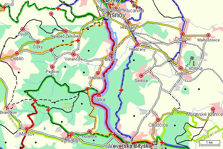 Mapa turistické trasy