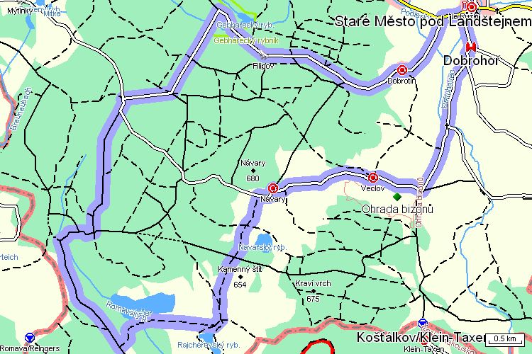 Mapa turistické trasy
