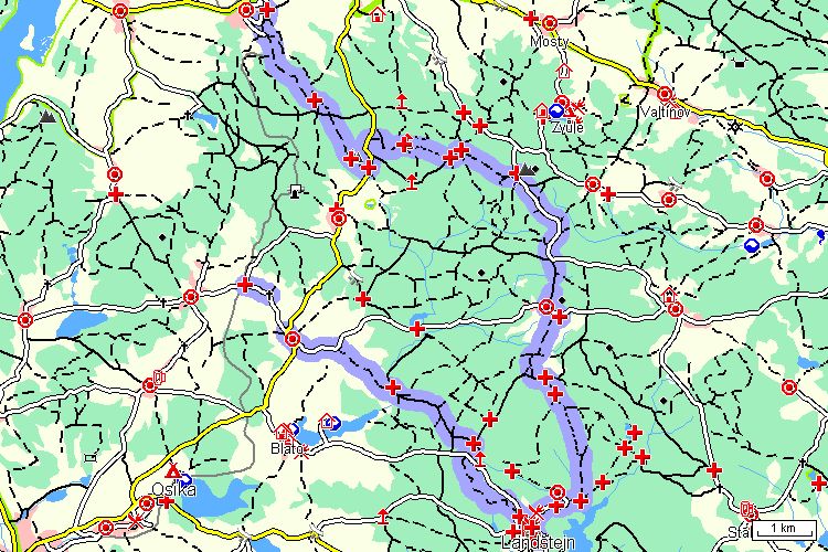 Mapa turistické trasy