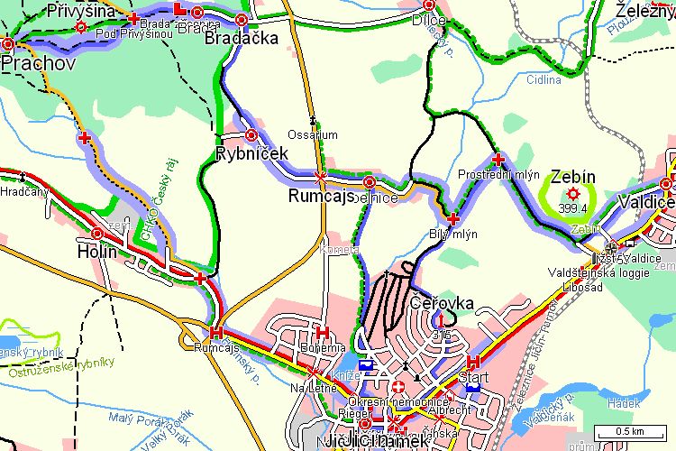 Mapa turistické trasy
