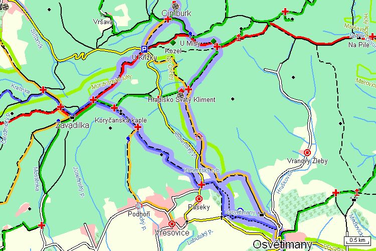 Mapa turistické trasy