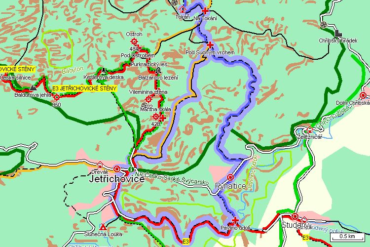 Mapa turistické trasy