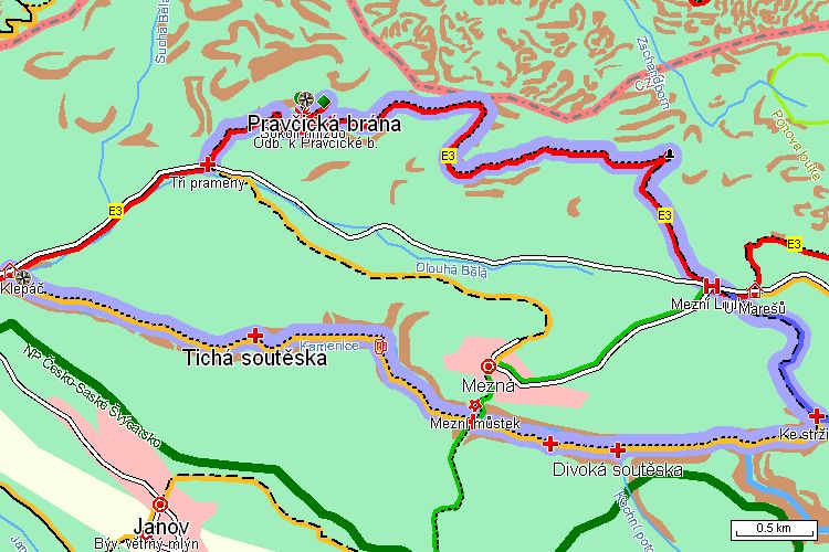 Mapa turistické trasy