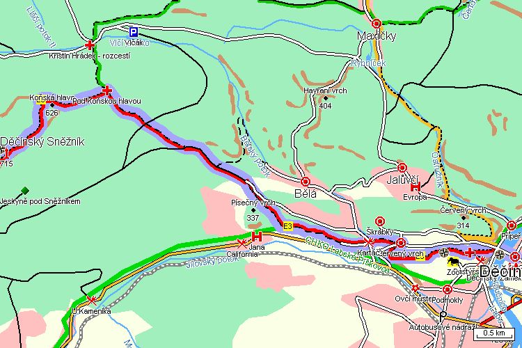 Mapa turistické trasy