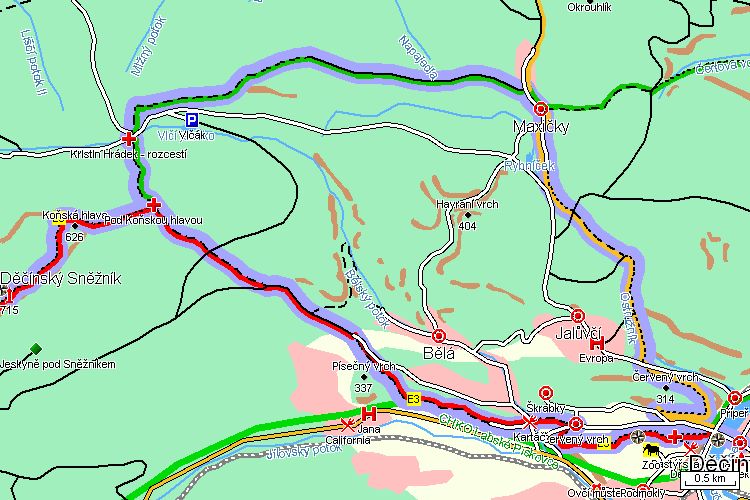 Mapa turistické trasy