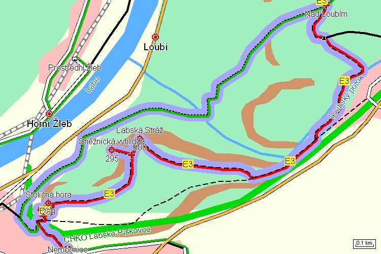 Mapa turistické trasy