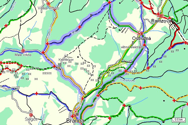 Mapa turistické trasy