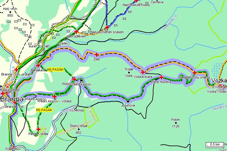 Mapa turistické trasy