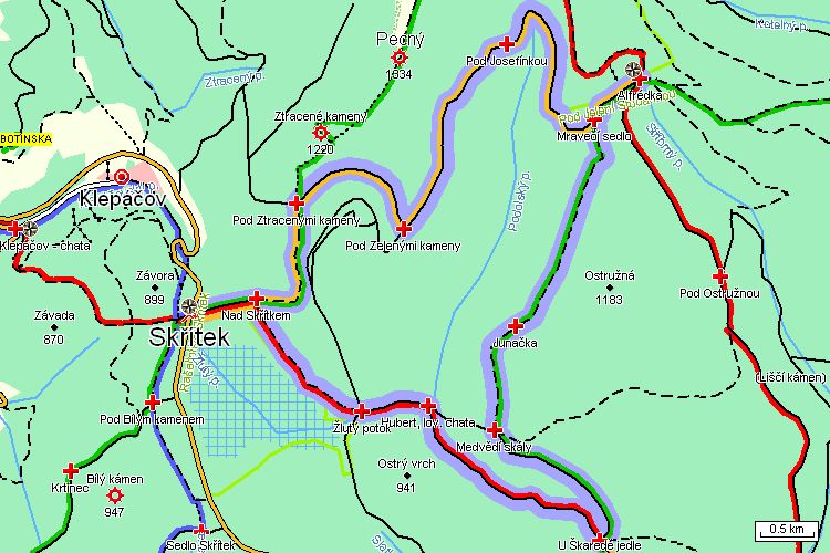 Mapa turistické trasy