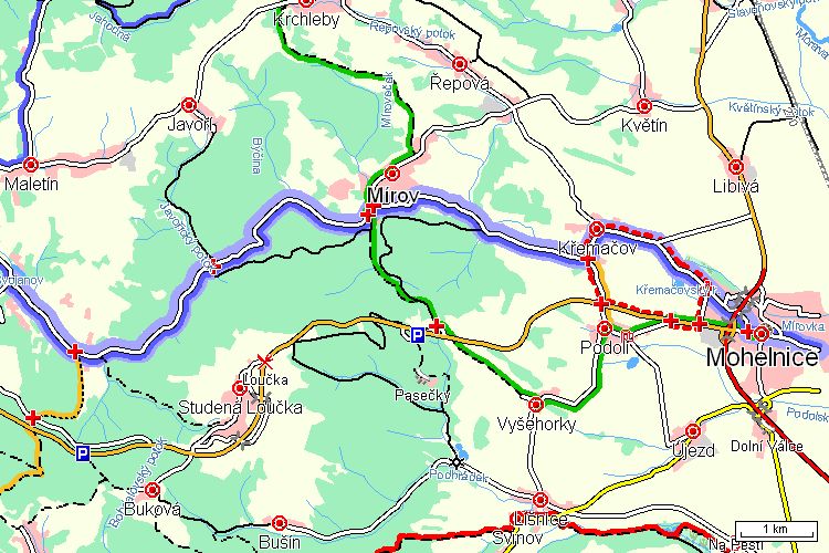 Mapa turistické trasy