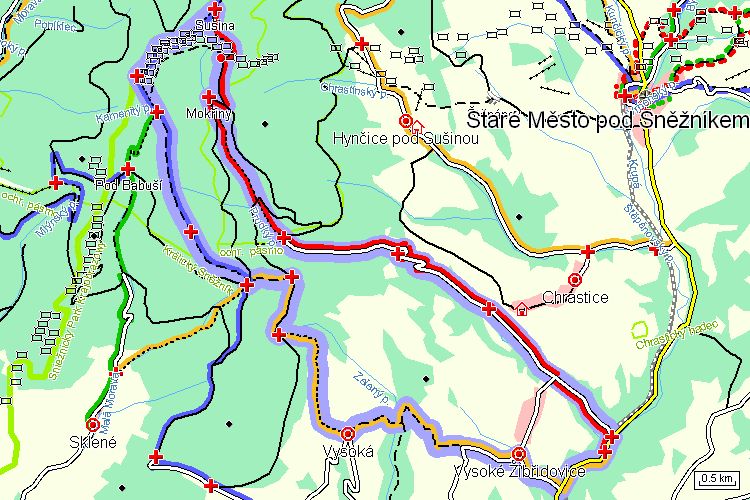 Mapa turistické trasy