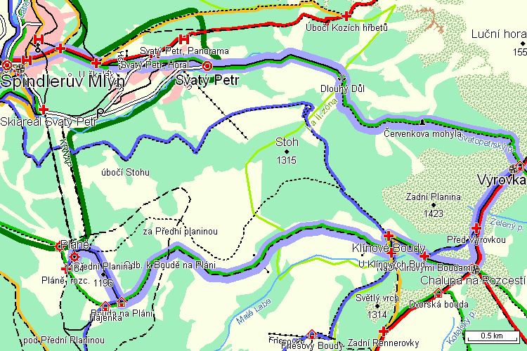 Mapa turistické trasy