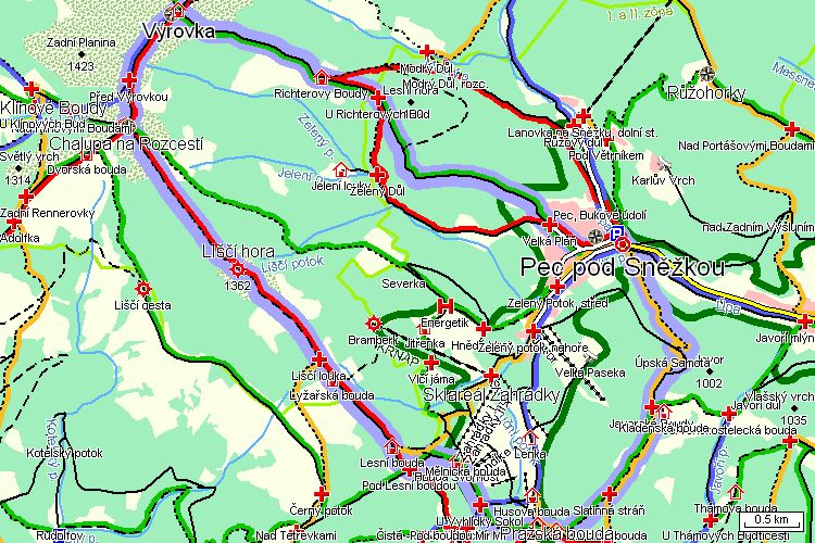 Mapa turistické trasy