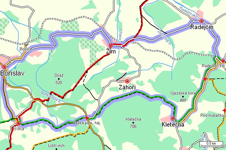 Mapa turistické trasy