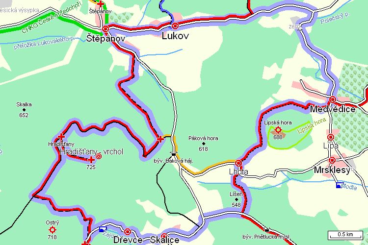 Mapa turistické trasy