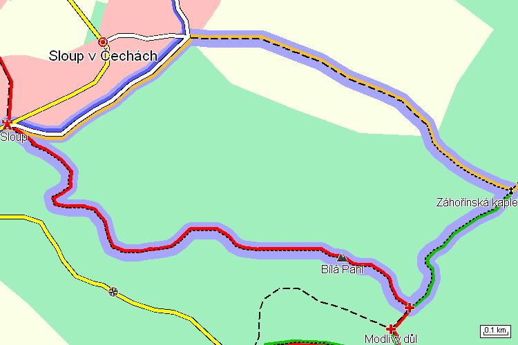 Mapa turistické trasy