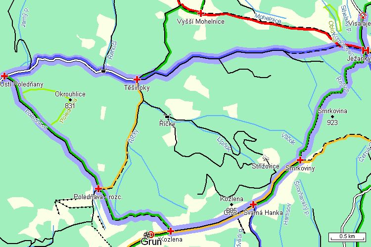Mapa turistické trasy
