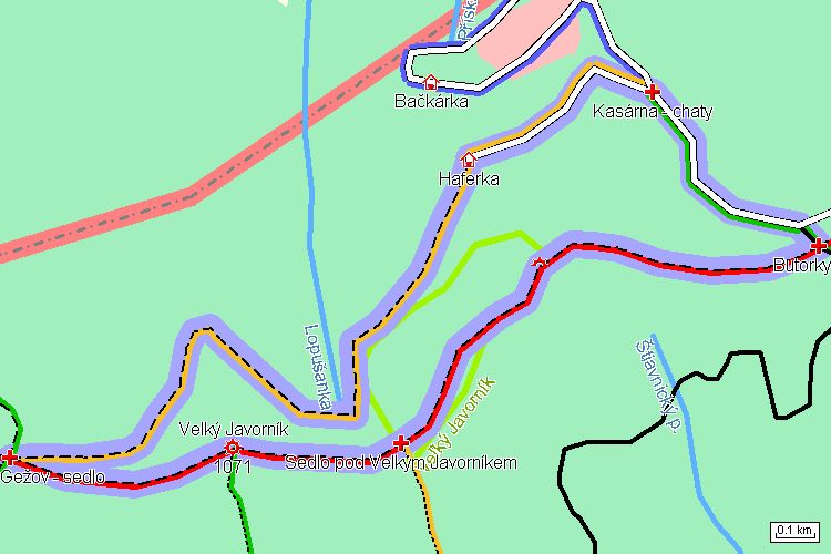 Mapa turistické trasy