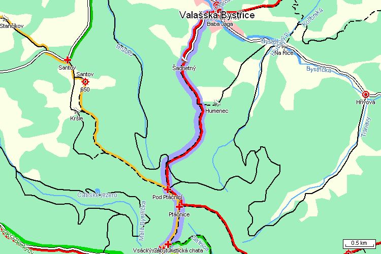 Mapa turistické trasy