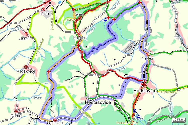 Mapa turistické trasy