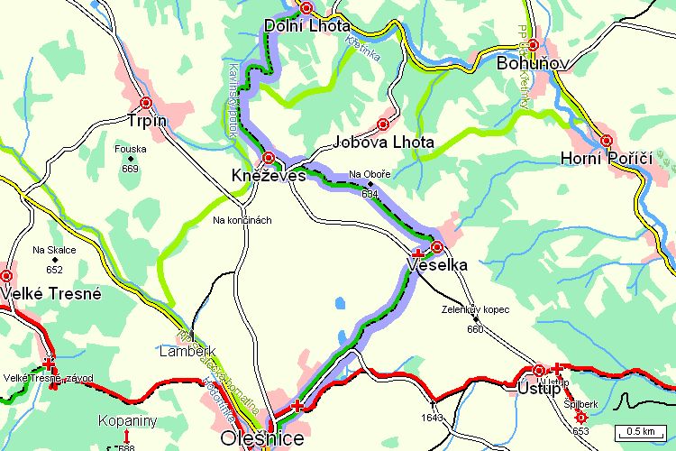Mapa turistické trasy