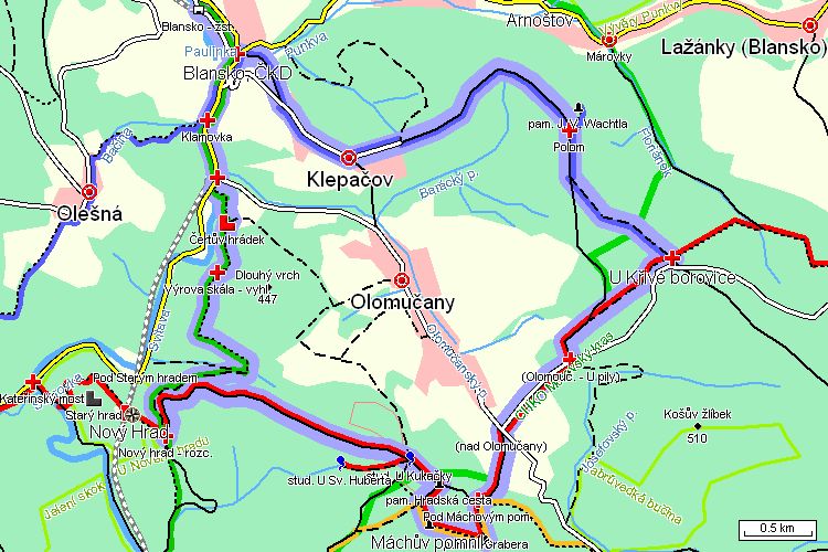 Mapa turistické trasy