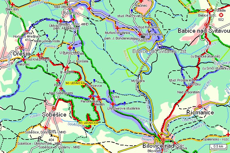 Mapa turistické trasy