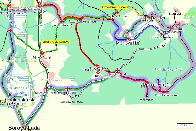 Mapa turistické trasy