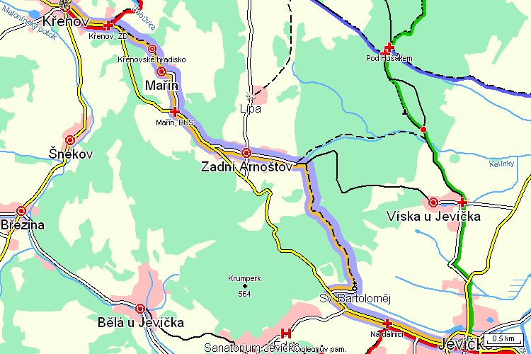 Mapa turistické trasy