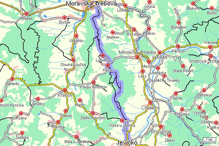 Mapa turistické trasy Mapa turistické trasy
