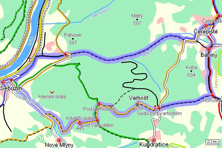 Mapa turistické trasy