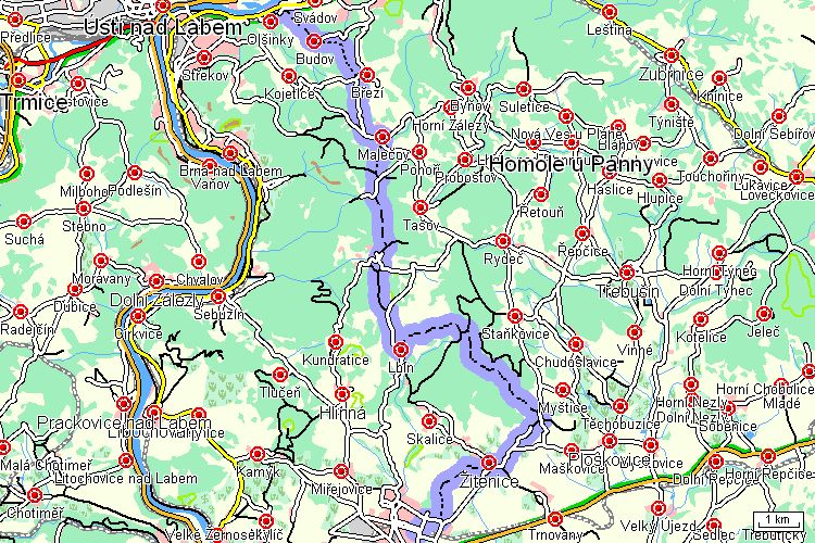Mapa turistické trasy