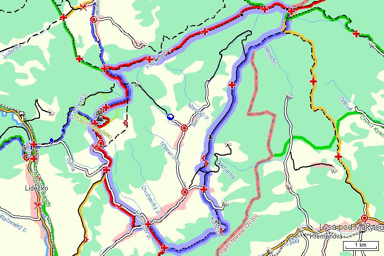 Mapa turistické trasy