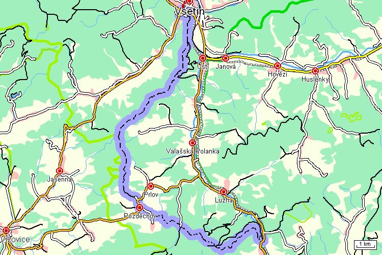 Mapa turistické trasy