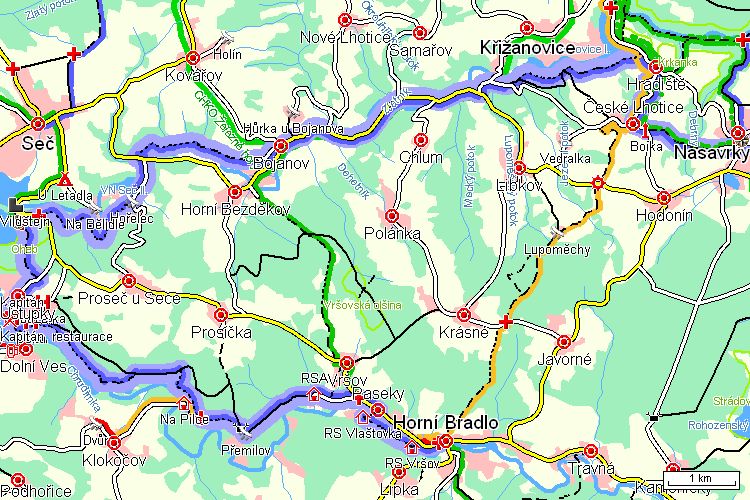 Mapa turistické trasy