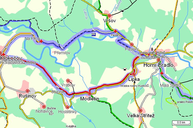 Mapa turistické trasy